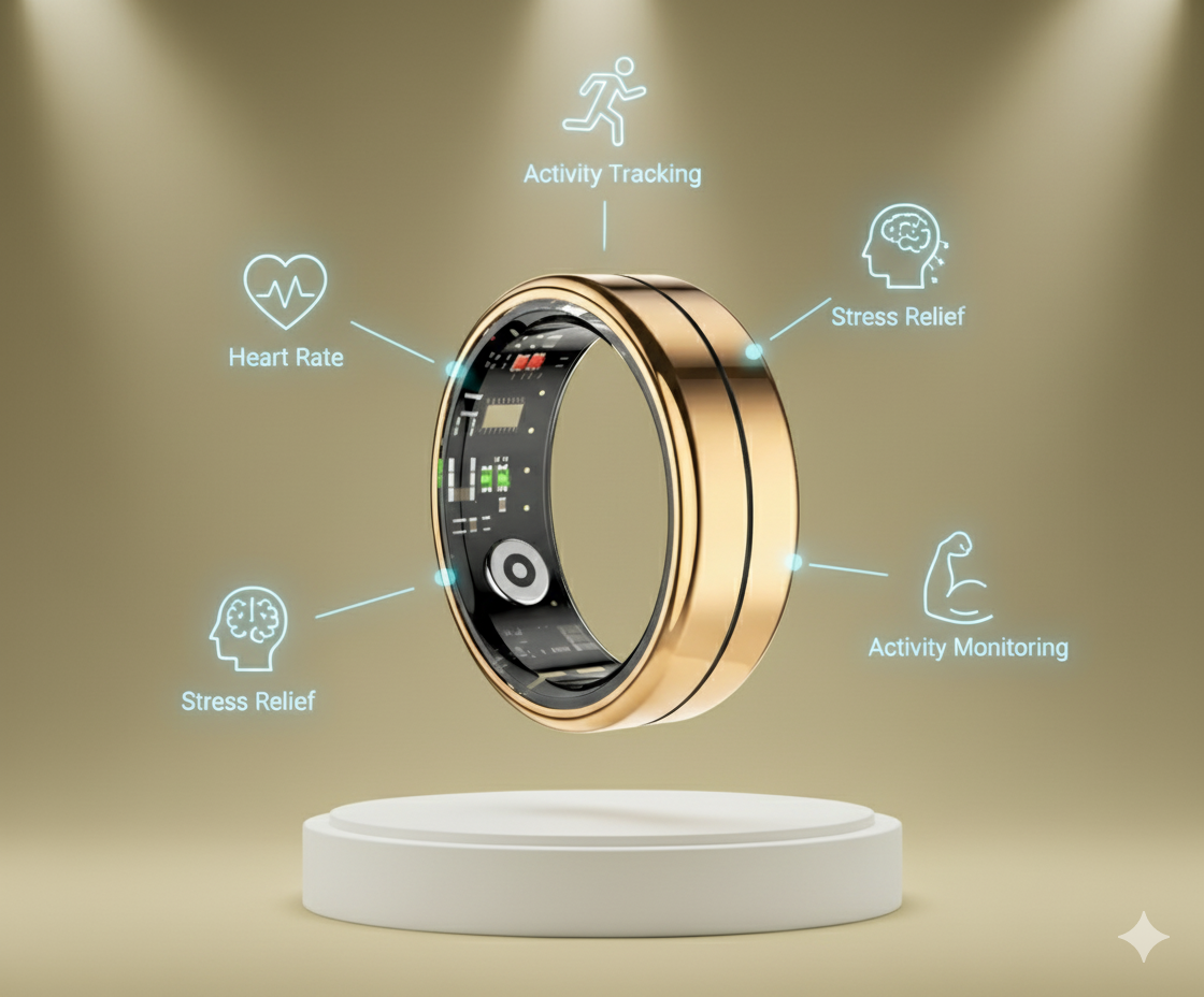 R04 Smart Rings Men Women with Charging Case Health and Sleep Monitor Smart Ring 5ATM Waterproof Multi-Sport Mode Camera Control