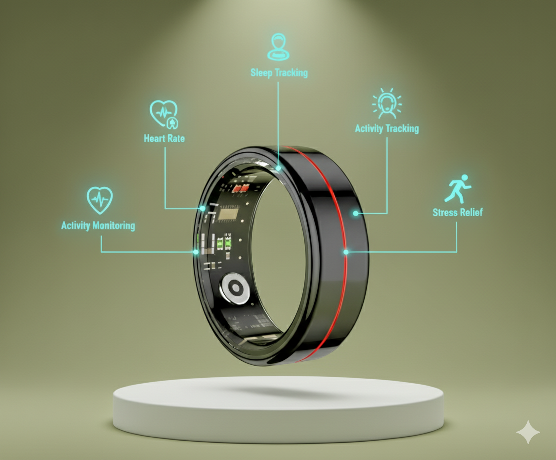 R04 Smart Rings Men Women with Charging Case Health and Sleep Monitor Smart Ring 5ATM Waterproof Multi-Sport Mode Camera Control