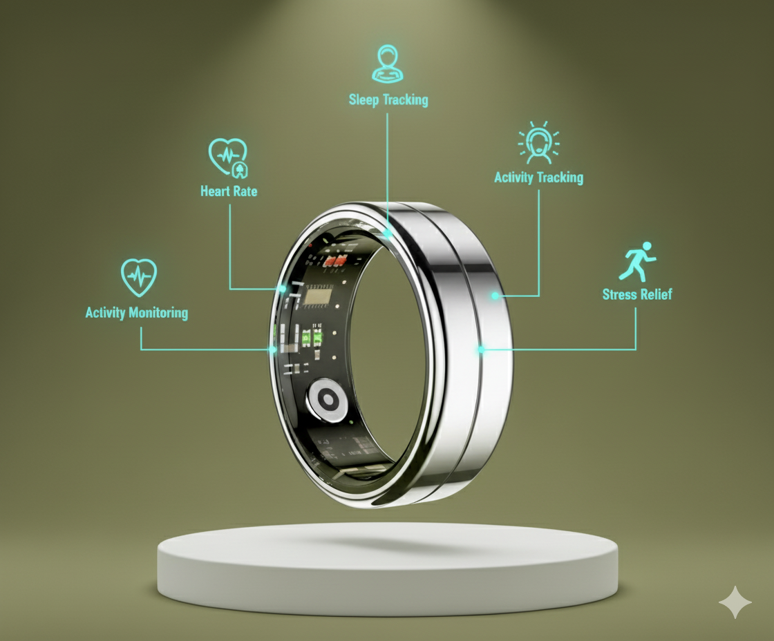 R04 Smart Rings Men Women with Charging Case Health and Sleep Monitor Smart Ring 5ATM Waterproof Multi-Sport Mode Camera Control